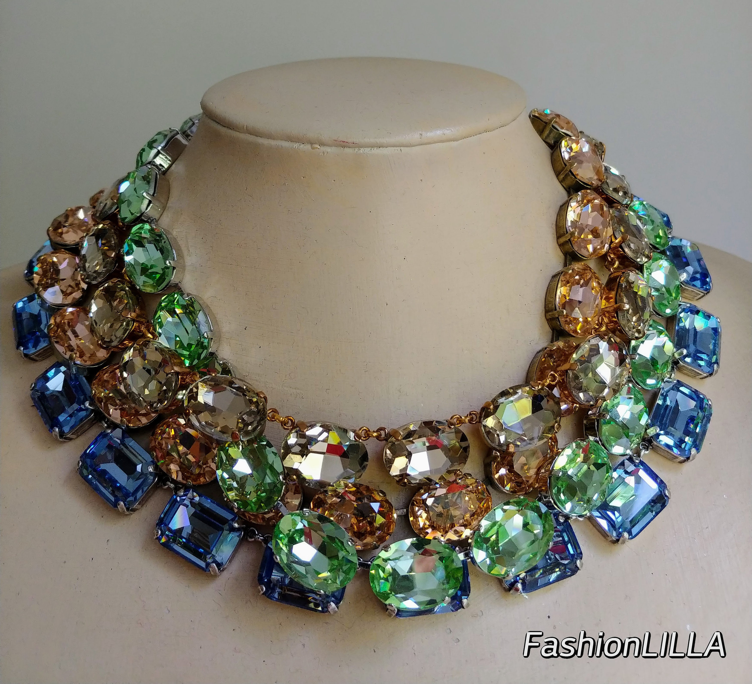 Anna wintour necklacepastel Swarovski crystal statement Etsy
