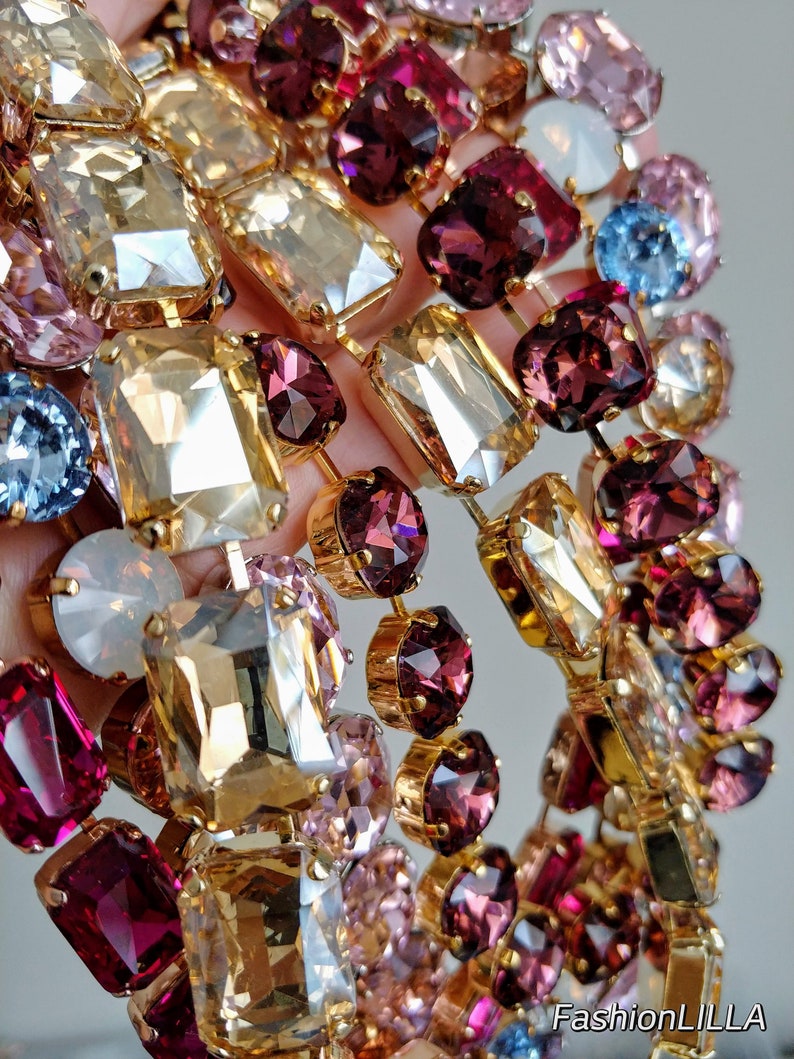 Austrian Crystal Anna Wintour Necklace Pink Rhinestone Etsy Canada