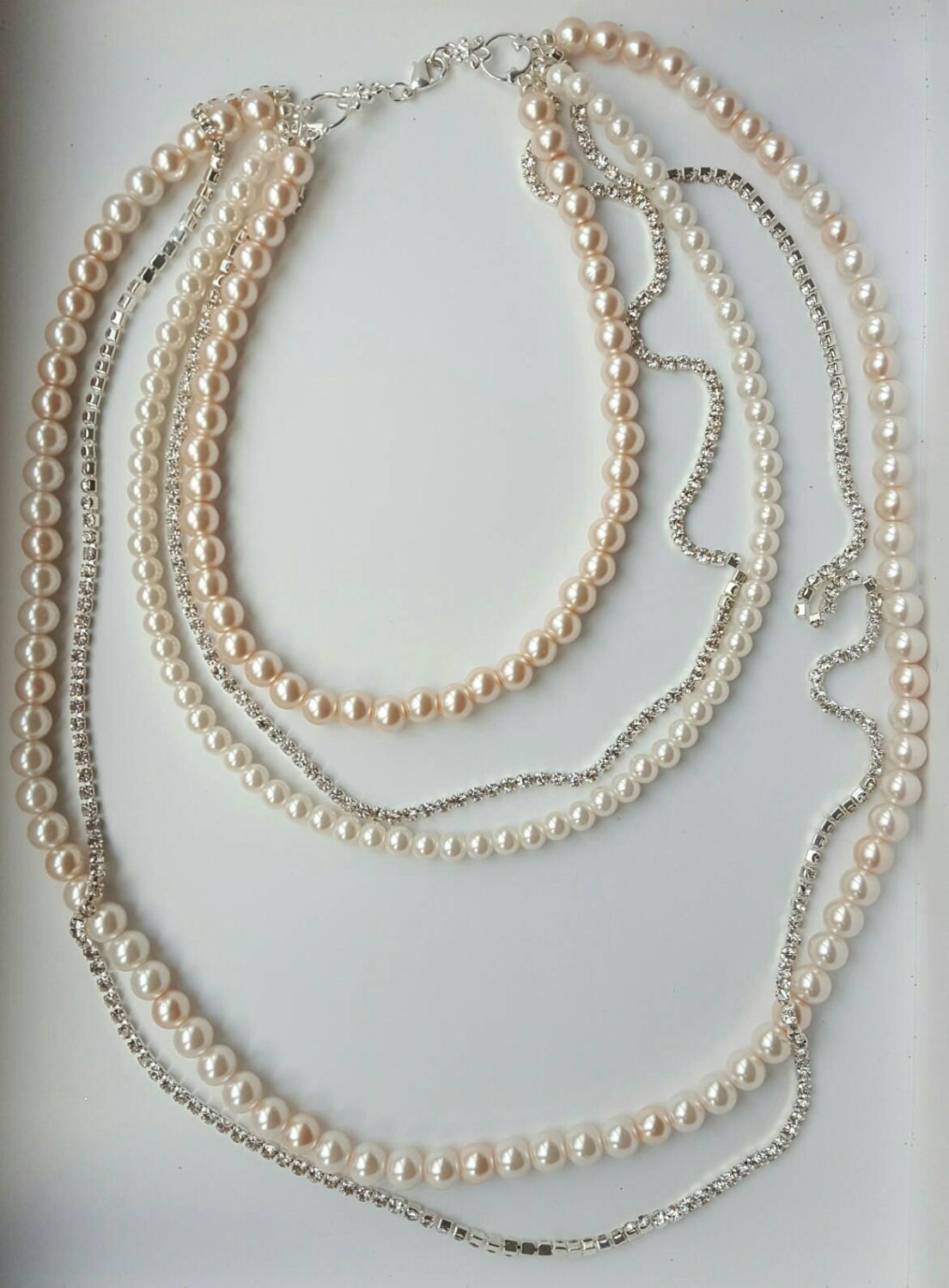 Three strand pale pink pearl necklacepink pearl and Etsy