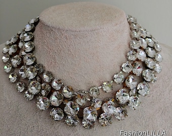 Austrian Crystal Statement Necklace: Georgian Paste Rivière, Boho Bride