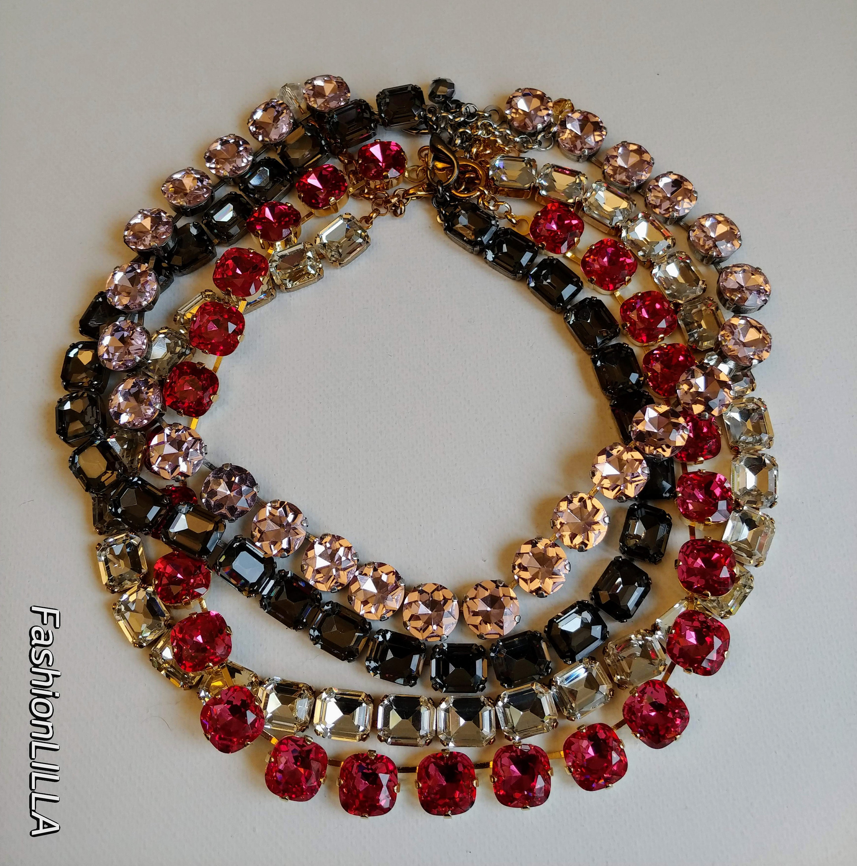 Anna wintour necklaceSwarovski multicolor crystal rhinestone | Etsy