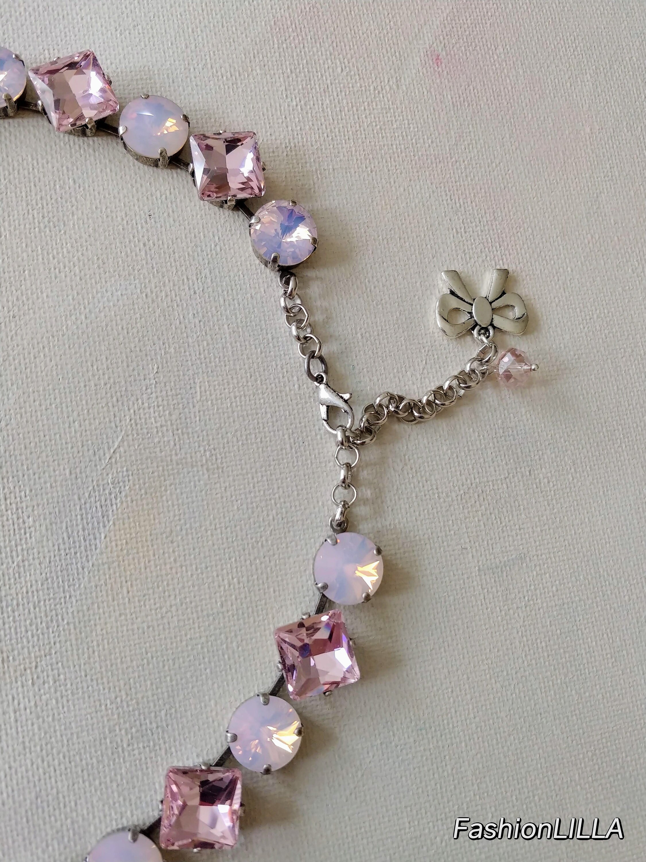 Pink diamond necklacerhinestone statement necklacewedding | Etsy