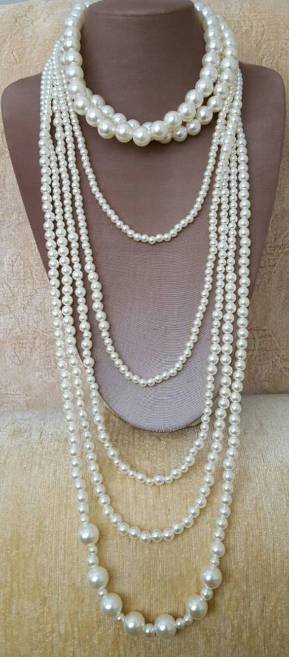 Long multistrand pearl necklace trending pearl jewelry2017 | Etsy