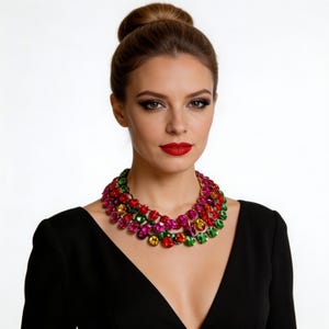 Crystal Rivoli Riviere Necklace: Harlequin Georgian Paste Collet