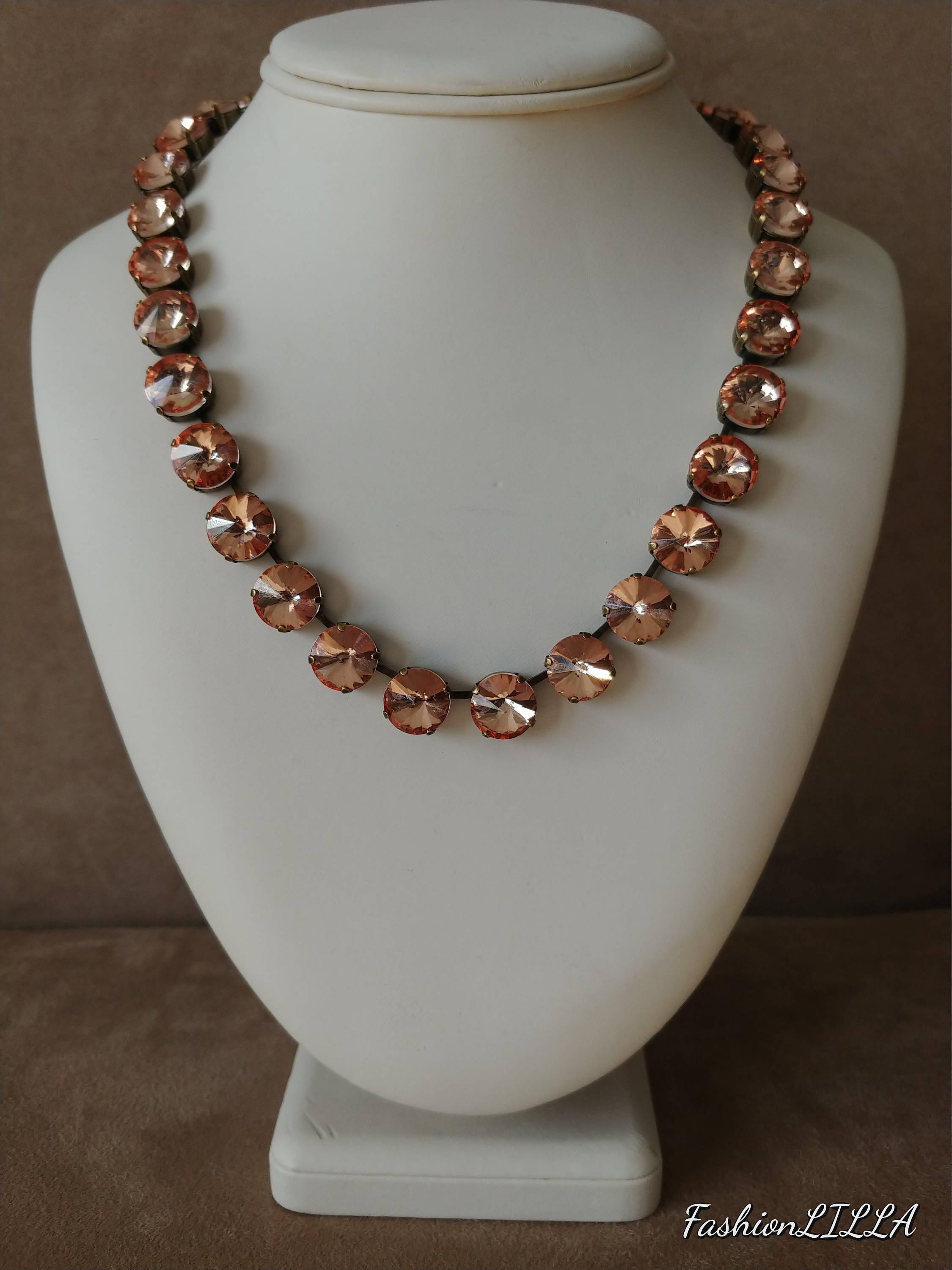 Blush crystal riviere necklacelight peach chokerrosaline | Etsy