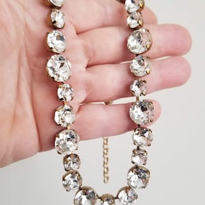 Old mine cut diamond riviere gold, Georgian Paste, anna wintour necklace, rose cut statement necklace, vintage look jewelry, glam necklace image 7