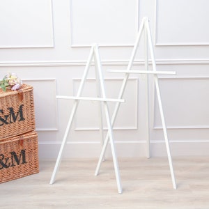 A2 Cavalletto per matrimonio in legno bianco, cavalletto da terra, espositore per cavalletto, cavalletto per matrimonio, cavalletto in legno