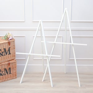 A1 White wooden, wedding easel sign, floor standing easel, wedding sign stand, display stand, easel stand, wedding easel, wooden easel