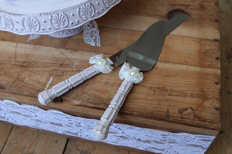 Blush Pink and Rose Gold Distressed Cake Stand and Knife Set. Etsy