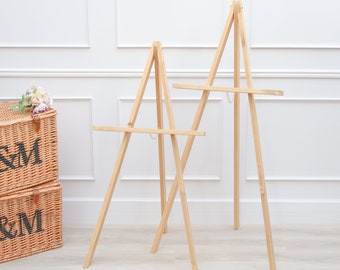 Caballete de boda de madera natural A2, para exhibir en el suelo