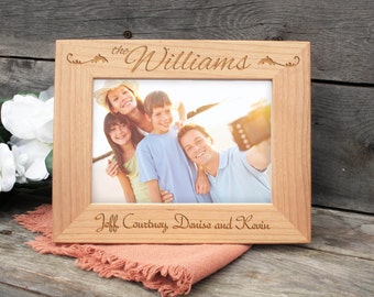 Personalized Picture Frame, Wood Frame, Birthday Gift, Last Name Engraved, Wood Burned Frame, Engraved Frame, Family Engraved Names
