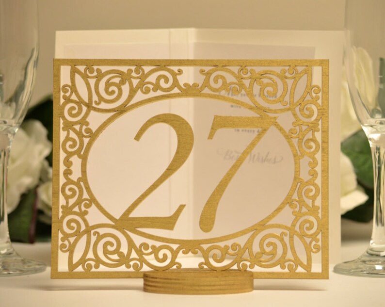 Gold Table Numbers Freestanding With Base Metallic Gold Etsy
