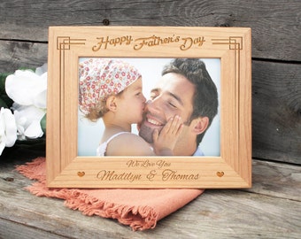 Happy Father's Day Frame - Dad Gift - Rustic Frame - Best Dad Ever Picture Frame - New Family Photo Frame - Personalized dad picture frame