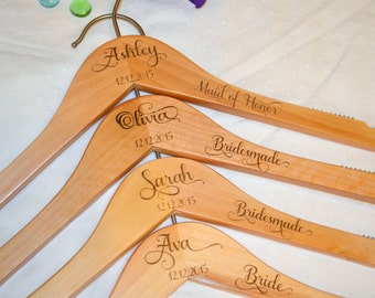 Custom Wedding Bridal Dress Personalized Bridesmaid Hangers - Engraved Wood Hanger