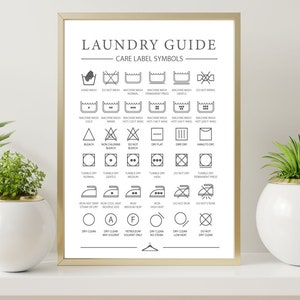Laundry Room Sign, Laundry Printable, Laundry wall art, Laundry Care Guide, Laundry Symbol, Laundry Room Art, Digital Download
