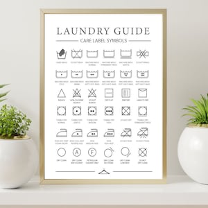 Laundry Room Sign, Laundry Printable, Laundry wall art, Laundry Care Guide, Laundry Symbol, Laundry Room Art, Digital Download