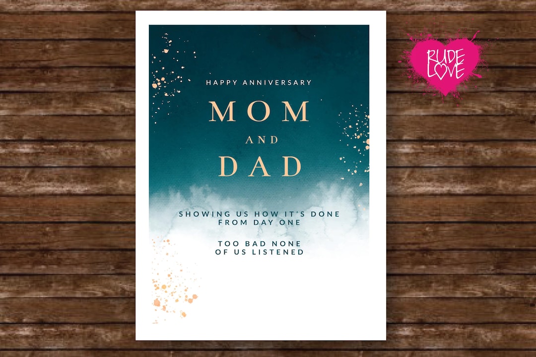 Funny Anniversary Card for Parents – Sarcastic Anniversary Card From ...