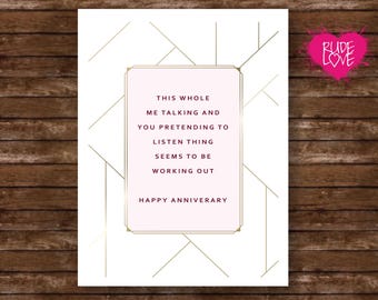 Funny Anniversary Card, Sarcastic Love Card, Husband or Wife Card, Cheeky Relationship Card, Funny Couple Card, Marriage Humour