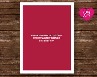 Funny Cancer Card – “Beat That Bitch Up” | Rude Chemo Support Card | Encouragement Card for Friend | 5x7 with Envelope
