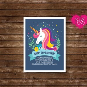 Carte d'anniversaire drôle Carte d'anniversaire d'âge Carte meilleur ami Carte 39 Again Carte licorne Carte conte de fées Carte joyeux anniversaire