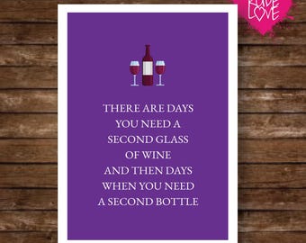 Funny Wine Greeting Card – Second Bottle Humor (Blank Inside)