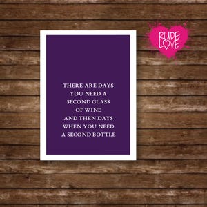 Funny Wine Greeting Card – Second Glass or Bottle – Blank Inside – 5x7 Card with Envelope – Wine Lover Gift – Humour Card