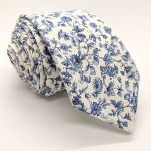 Floral tie, blue floral tie, hand made tie, skinny tie, floral skinny tie, blue floral, wedding tie, prom tie, missionary tie, skinny floral