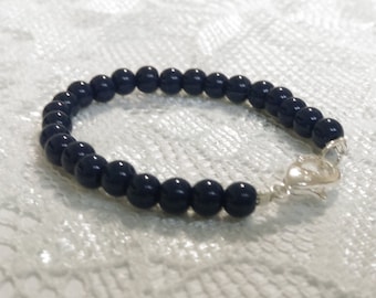 Navy Baby Bracelet, Baby Bracelet, Newborn Bracelet, Toddler Bracelet, Bead Bracelet, Baby Shower Gift, Baby Jewelry, Navy, Dark Blue