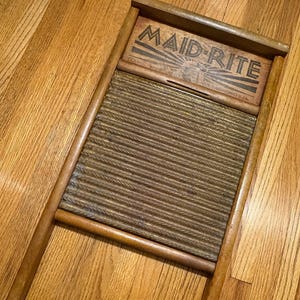 Antique Maid Rite Advertising Washboard Vintage Brass Wash Board Retro Home Decor Vintage Laundry Kitchen Cabin Farmhouse Primitive Decor