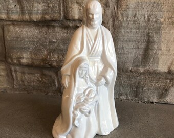 Vintage Nativity Figurine, Ceramic Mary, Joseph, and Baby Jesus
