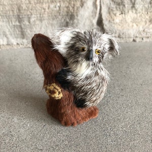 Vintage Miniature Koala Bear Fur Koala Figurine Koala Bear Statue Fur Koala Baby Small Animal Collector Vintage Display Animal