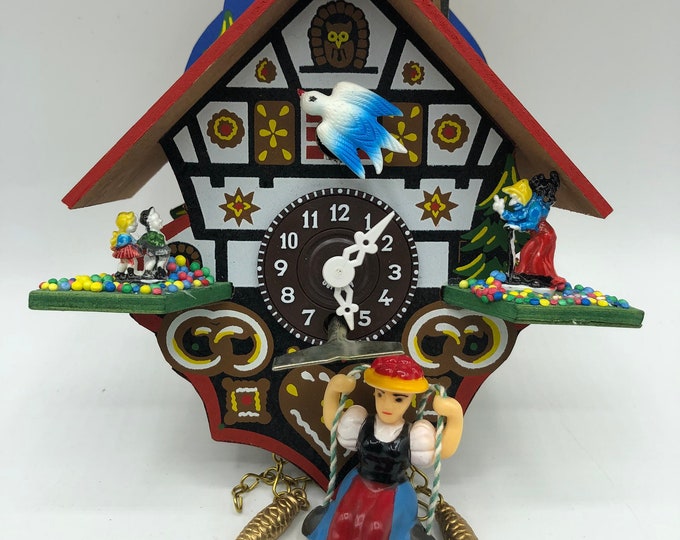 Vintage Small Wind up Clock From Germany Miniature Wood Clock Hansel