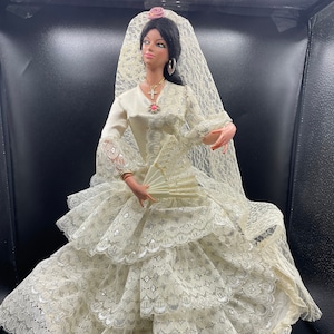 Large Spanish Flamenco Dancer Art Doll Vintage Mexican Andalusian Marin Chiclana Chickamauga BigTall Fancy Latin Dancing Dramatic Display