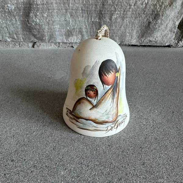 Vintage DeGrazia Ceramic Collectors Bell 1988 Pottery Bell Stoneware Southwest Folk Art Native American Bell Mother and Child