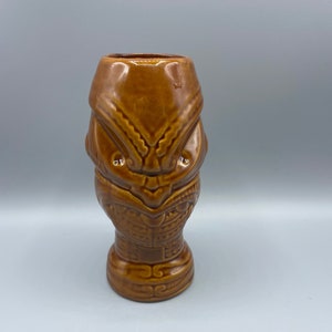 Brown Head Hunter Sea Monster Vintage Tiki Bar Mug Hawaiian Cocktail Cup Polynesian Party Man Cave Lounge Tall Ceramic Hawaii Drink DW136B