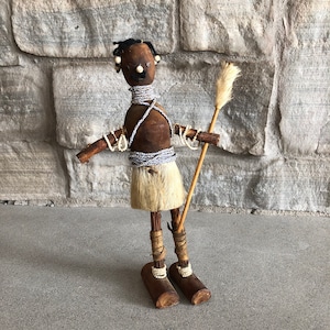 Vintage African Wood Figurine Wooden Carved Sculpture Wood Tribal Statue Hand Carved African Wood Knick Knack Statue Primitive African Wood