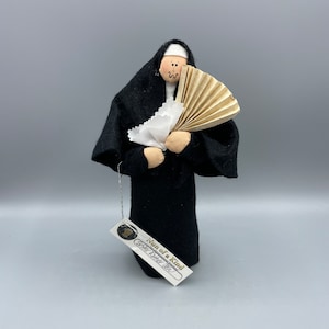 Sister Esther Jen Vintage Nun Doll Soft Cloth Doll Fabric Holy Catholic Nun Collectible Doll Religious Decor Nuns Habit Black White Gown