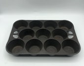 Vintage Griswold Cast Iron Muffin Baking Pan Vintage Kitchen Popover Cupcake Tray Made In USA 11 Cup Wagner Ware