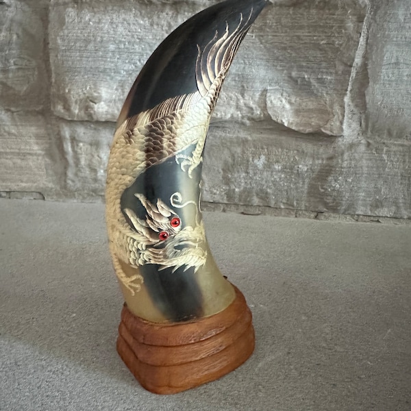 Horns on Wood Stand Etsy