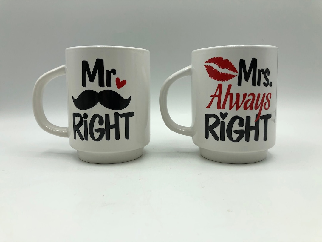 Leuke Koffiekopjes Set: Mr. Right & Mrs. Always Right - Keuken