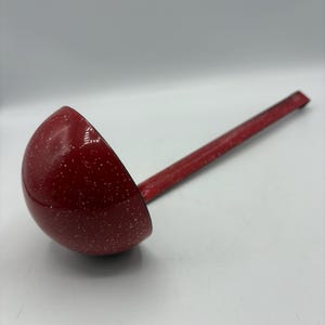 Vintage Red White Splatterware Enamel Ladle – Rustic Country Kitchen Decor