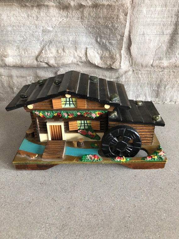 Vintage Swiss Chalet Music Box Jewelry Storage Win