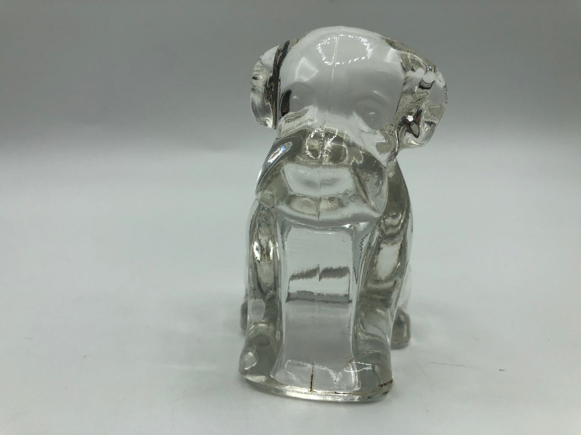 Vintage Pressed Glass Dog Statue Clear Glass Animals Etsy