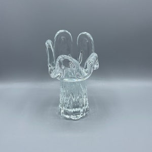 Vintage Kosta Boda Candle Holder Sweden Clear Art Glass Swedish Swung Candle Holder Retro Five Finger Pillar Candlestick Holder Scandinavian