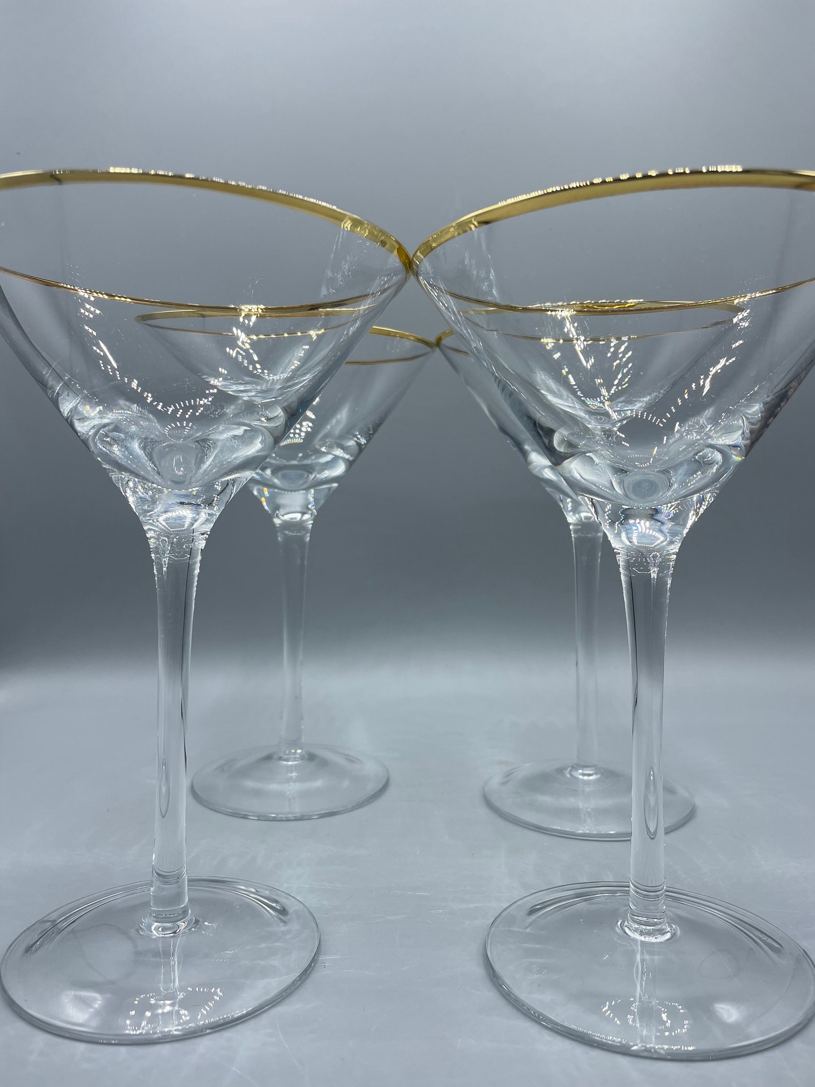 Gold Rimmed Martini Glasses Gold Rimmed Glassware Set of 4 Etsy