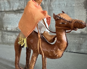 Vintage Hand Stitched Leather Camel Figurine – North African Souvenir Doll