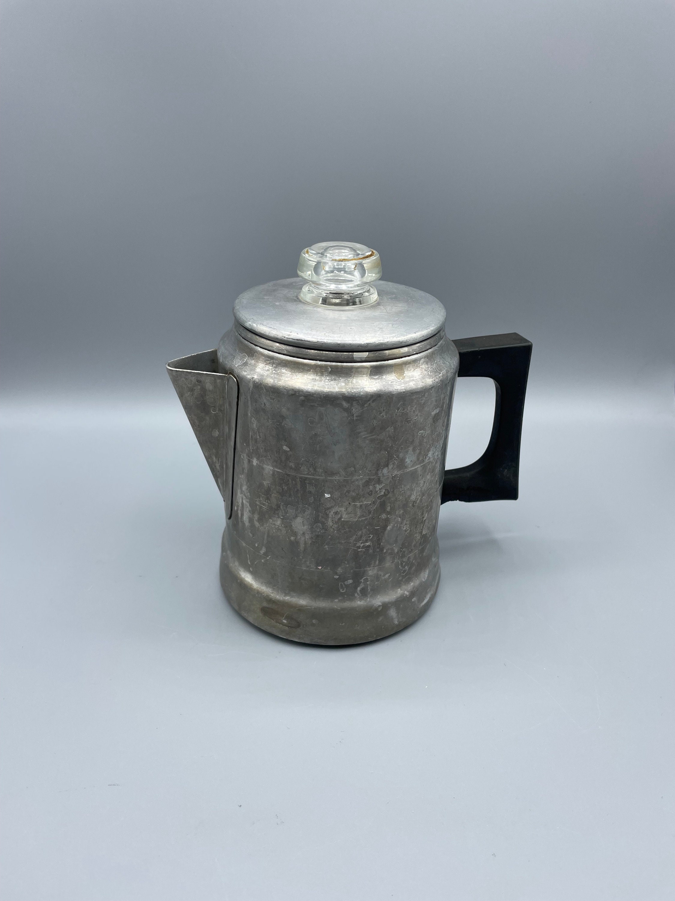 Vintage Large Aluminum Coffee Pot 1 Liter Tea Pot Silver Percolator Metal Coffee  Maker Aluminum Camping Percolator Camping Spplies 