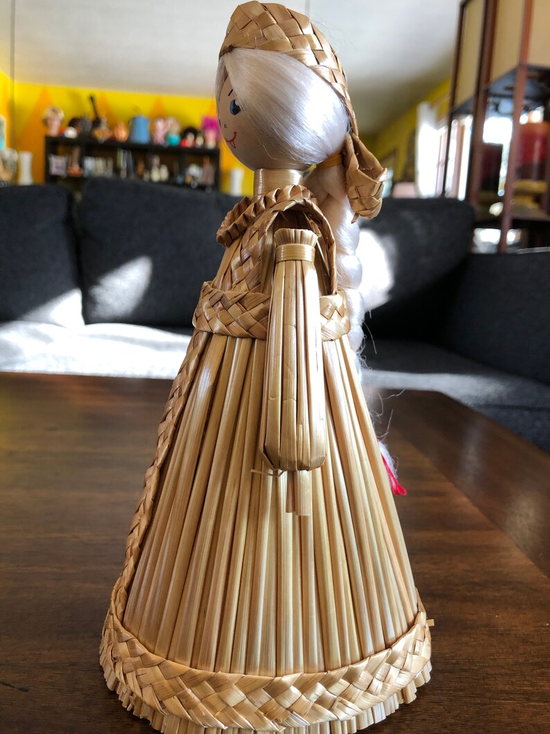 Russian Straw Art Doll Handmade Girl Figure Gold Dress Long Etsy