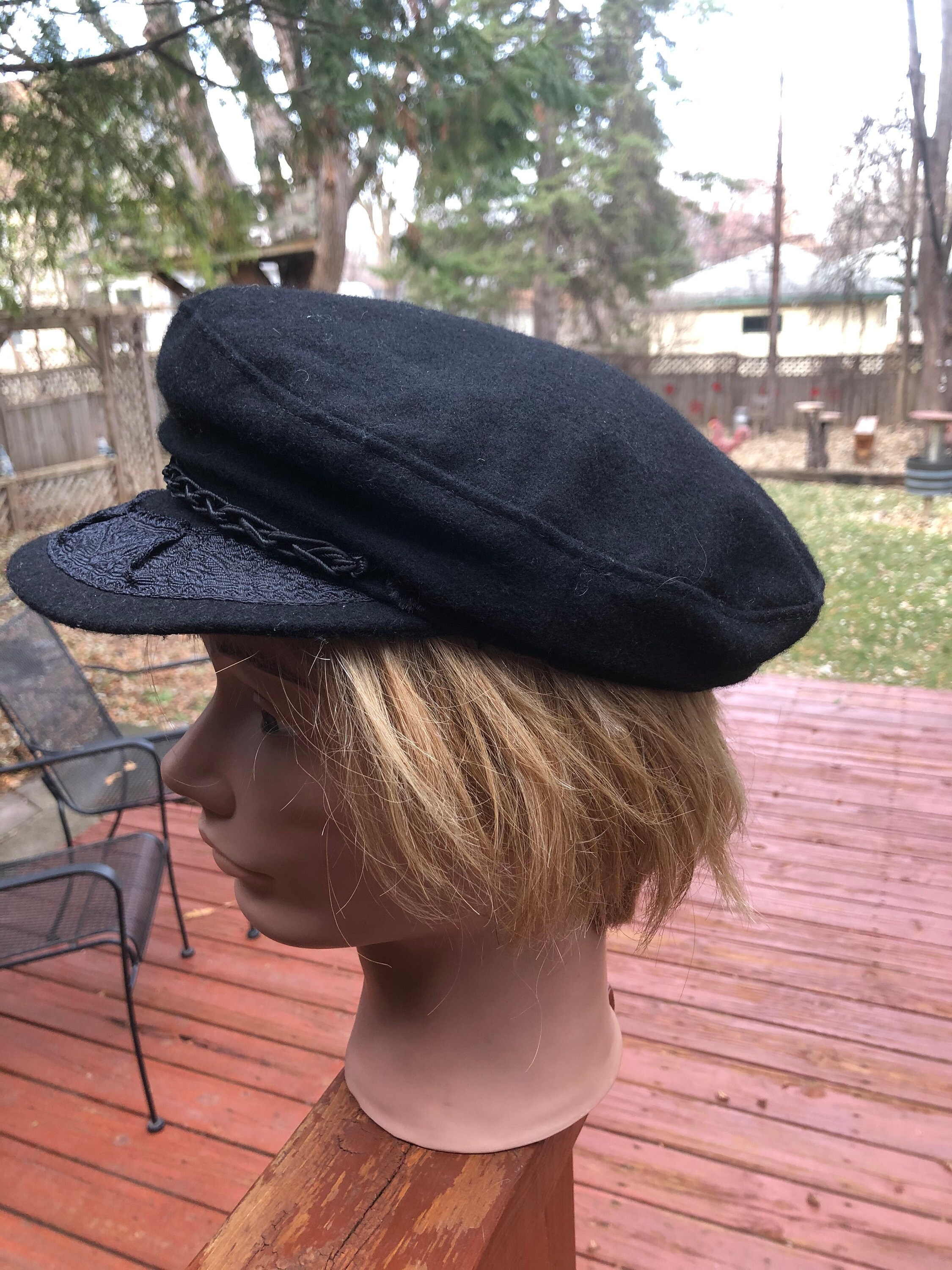 Vintage Mariners Cap Skipper Hat Black Greek Fishermans Cap Etsy