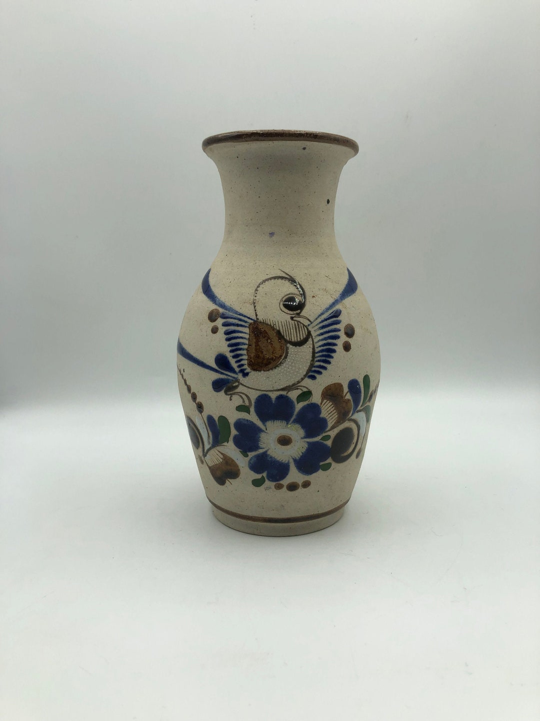 Large Mexican Pottery Flower Vase Spanish Stoneware Hand Etsy